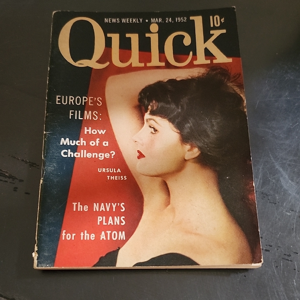 VINTAGE QUICK MAGAZINE with USULA THEISS on the COVER- MARCH 1952